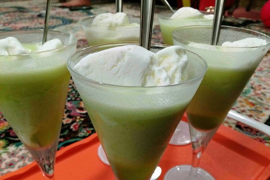 آب طالبی با بستنی