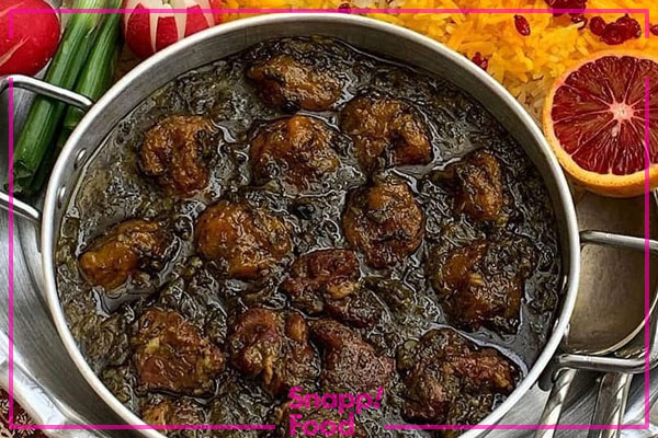 عکس خورش آلو اسفناج با گوشت قلقلی