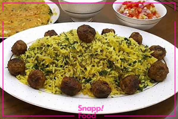 طرز تهیه گشنیز پلو با کوفته قلقلی