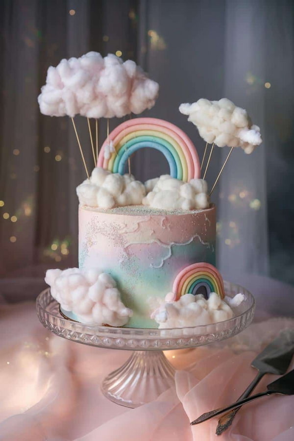 کیک تعیین جنسیت لاکچری رنگین کمانی