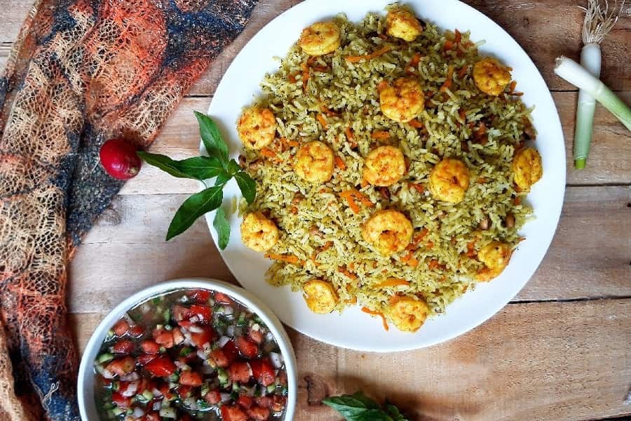 میگو پلو مجلسی با شوید