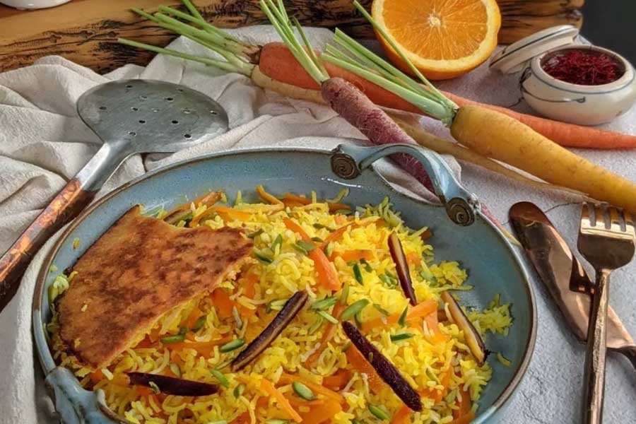 هویج پلو رژیمی غذای گیاهی ایرانی خوشمزه