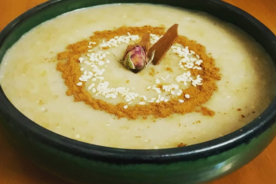 الگوی تزیین حلیم با دارچین