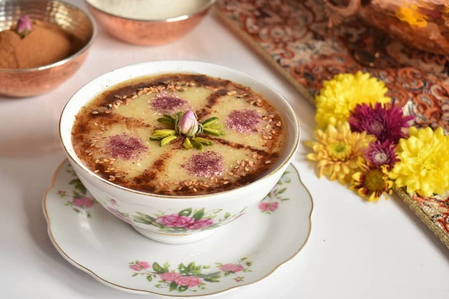 الگوی تزیین حلیم با دارچین