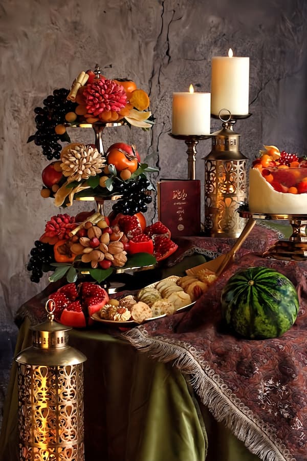 سفره شب یلدا سنتی برای عروس