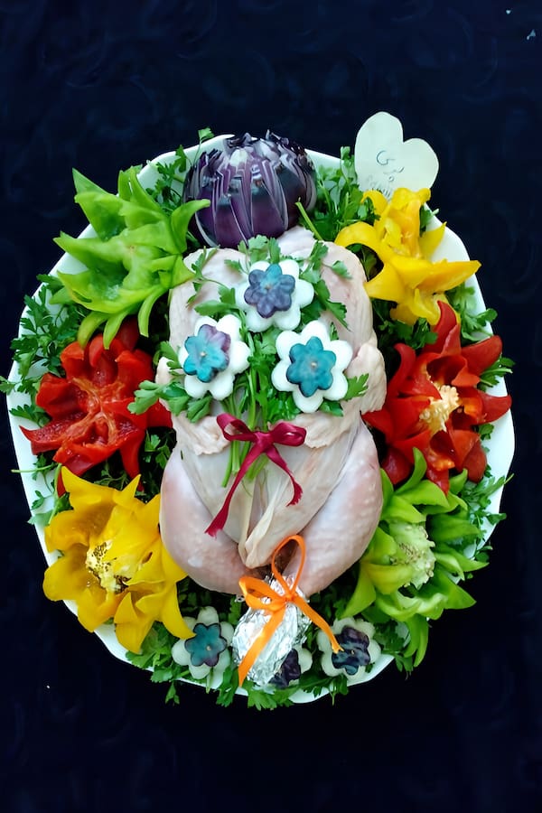 تزیین مرغ و ماهی شب یلدا عروس