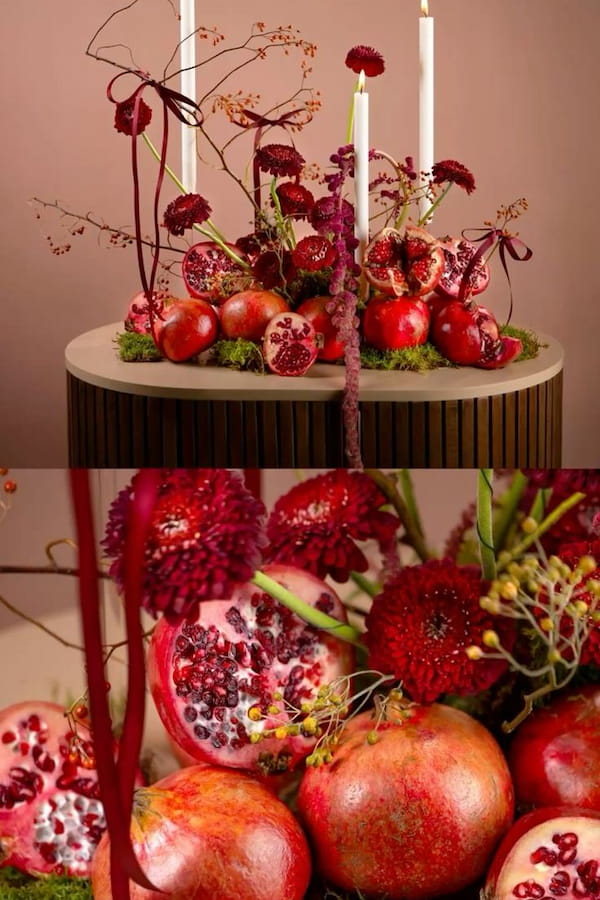 دکور انار همراه با شمع‌آرایی